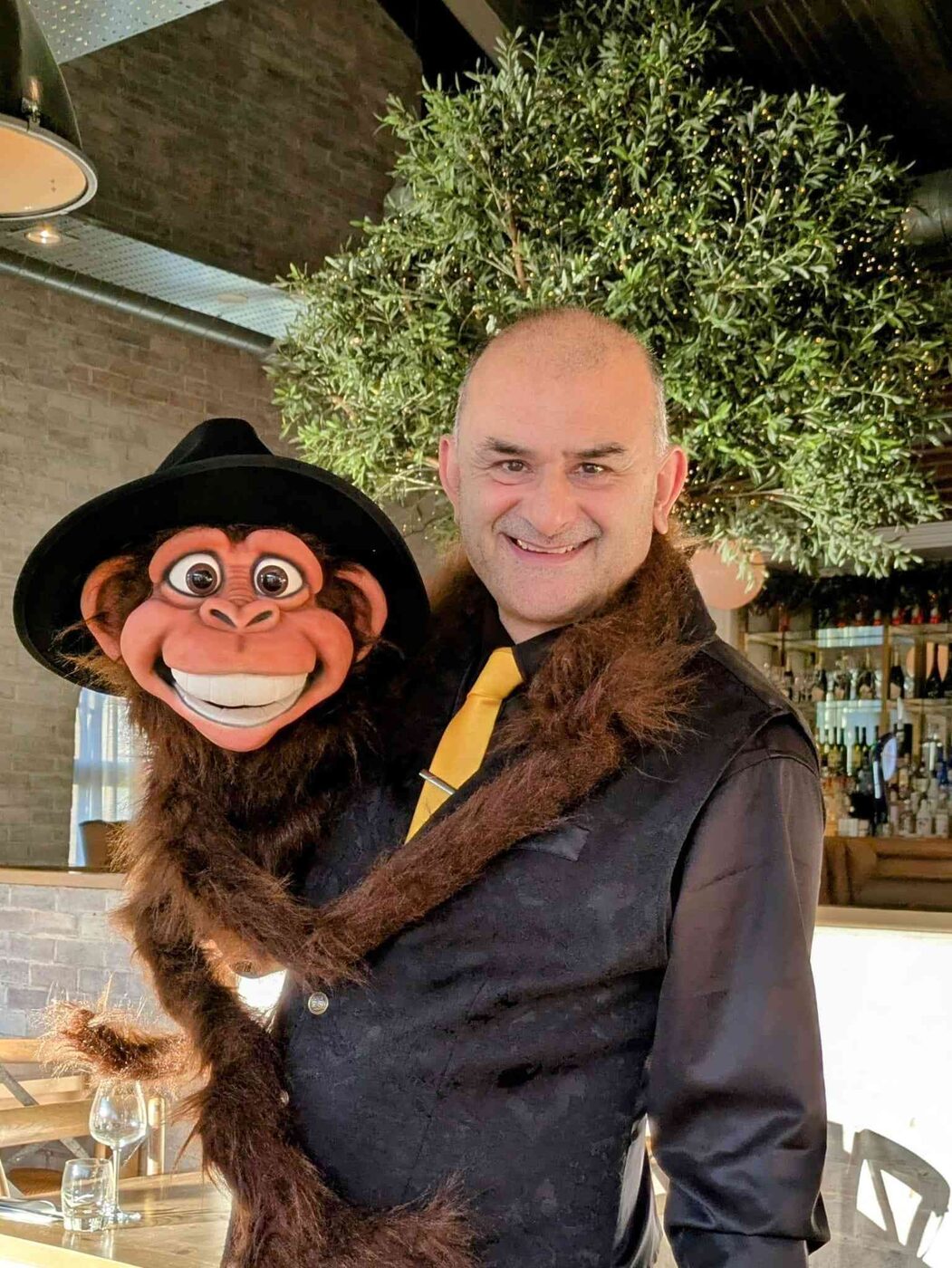 Barney with his cheeky monkey puppets